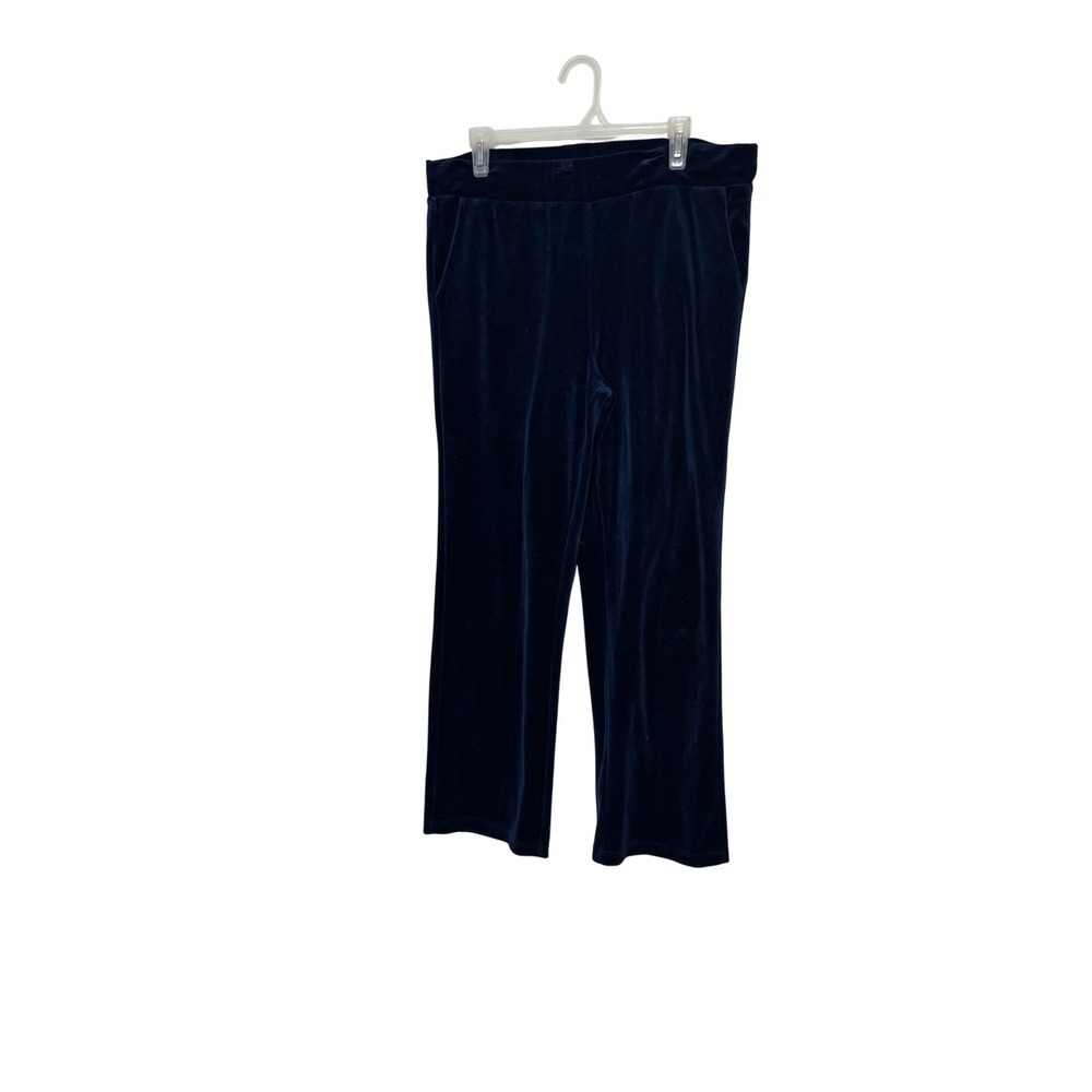Lauren Ralph Lauren Pants Womens Large Navy Blue Velour‎ Pull On Stretch Lounge